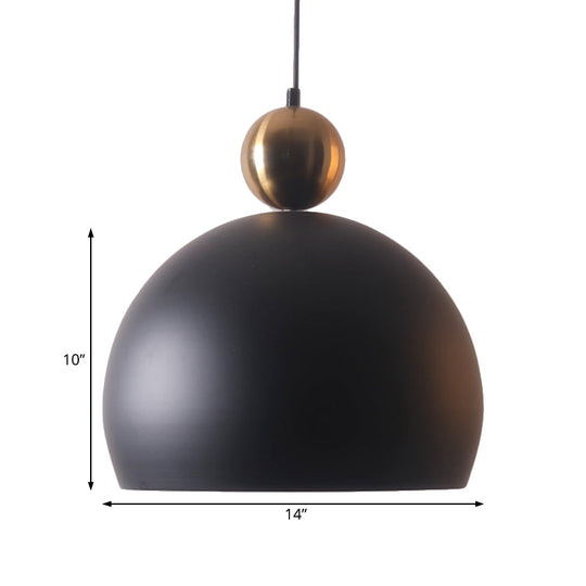 Modernist Style Black Hanging Pendant Lamp with Metal Dome Shade for Living Room