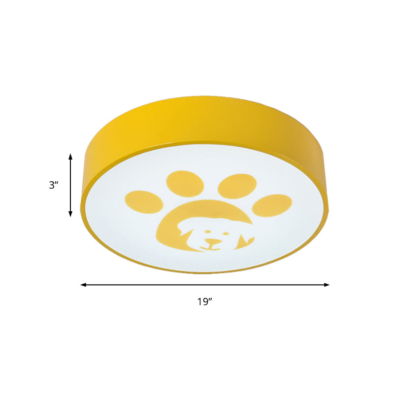 Modern Metal Ceiling Lamp for Kids Bedroom with Doggy Foot Design, Round Mount