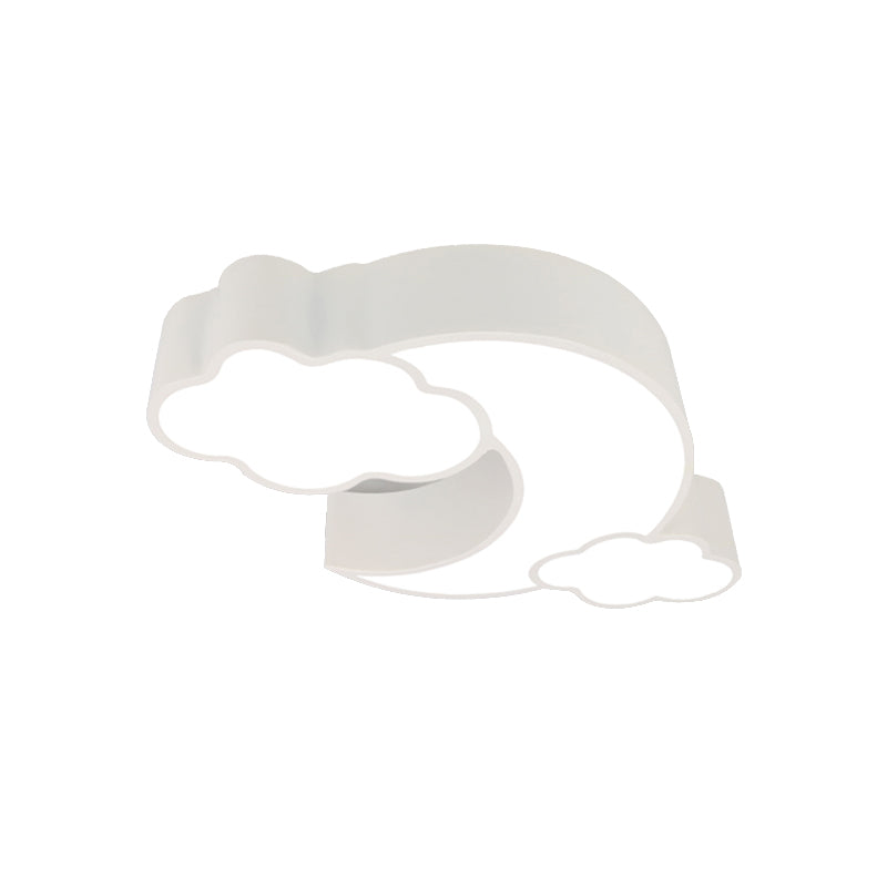 Red Acrylic Cloud Moon Flush Mount Ceiling Lamp for Study Room - Contemporary Lighting