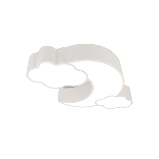 Red Acrylic Cloud Moon Flush Mount Ceiling Lamp for Study Room - Contemporary Lighting