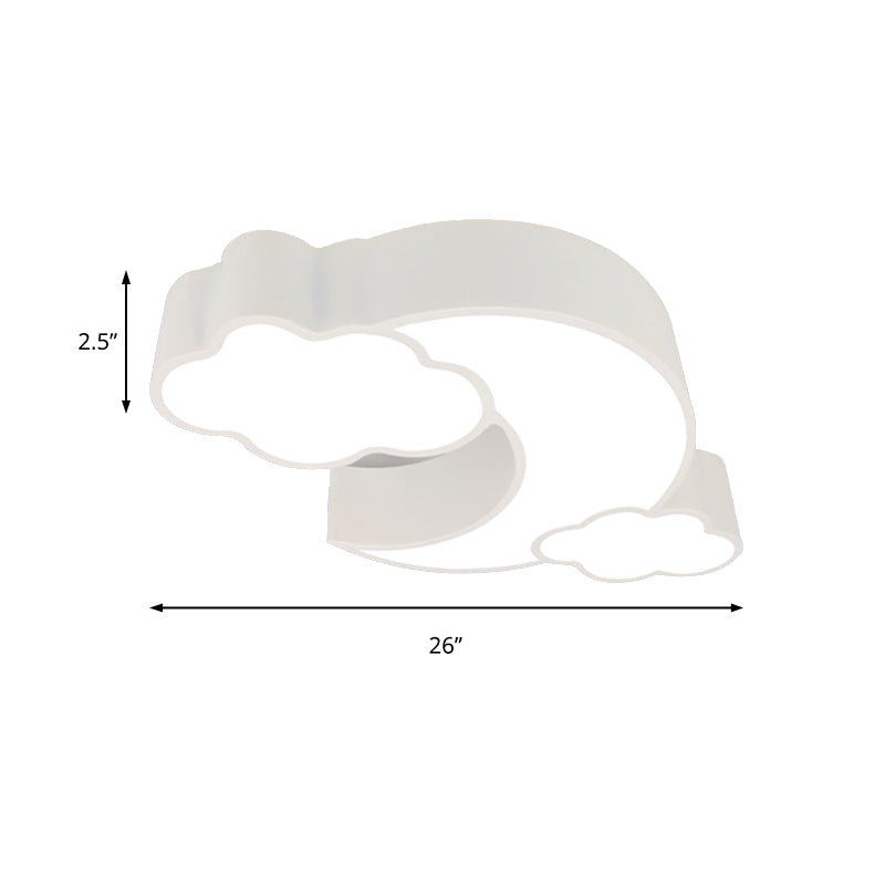 Red Acrylic Cloud Moon Flush Mount Ceiling Lamp for Study Room - Contemporary Lighting