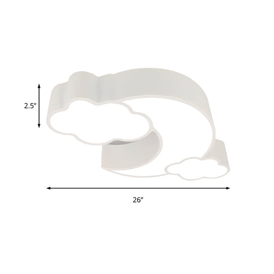 Red Acrylic Cloud Moon Flush Mount Ceiling Lamp for Study Room - Contemporary Lighting