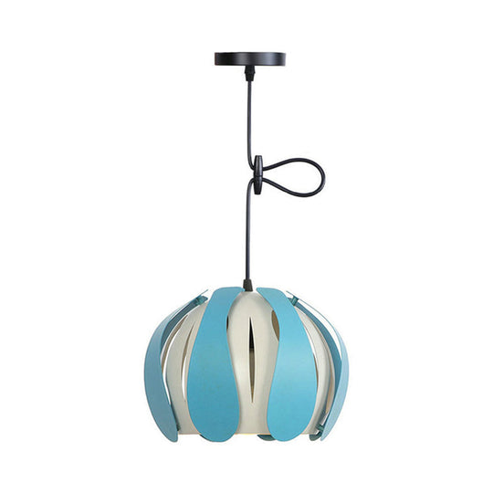 Modern Metal Bud Shade Ceiling Lamp: Black/Pink/Yellow Pendant Light Fixture For Dining Room -