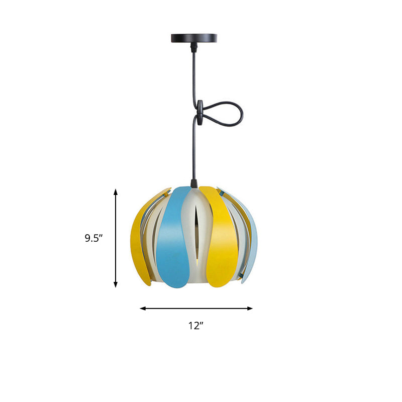 Modern Metal Bud Shade Ceiling Lamp: Black/Pink/Yellow Pendant Light Fixture For Dining Room -