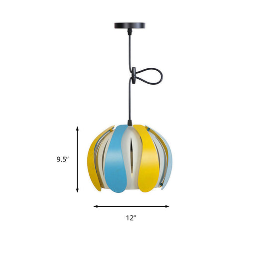 Modern Metal Bud Shade Ceiling Lamp: Black/Pink/Yellow Pendant Light Fixture For Dining Room -