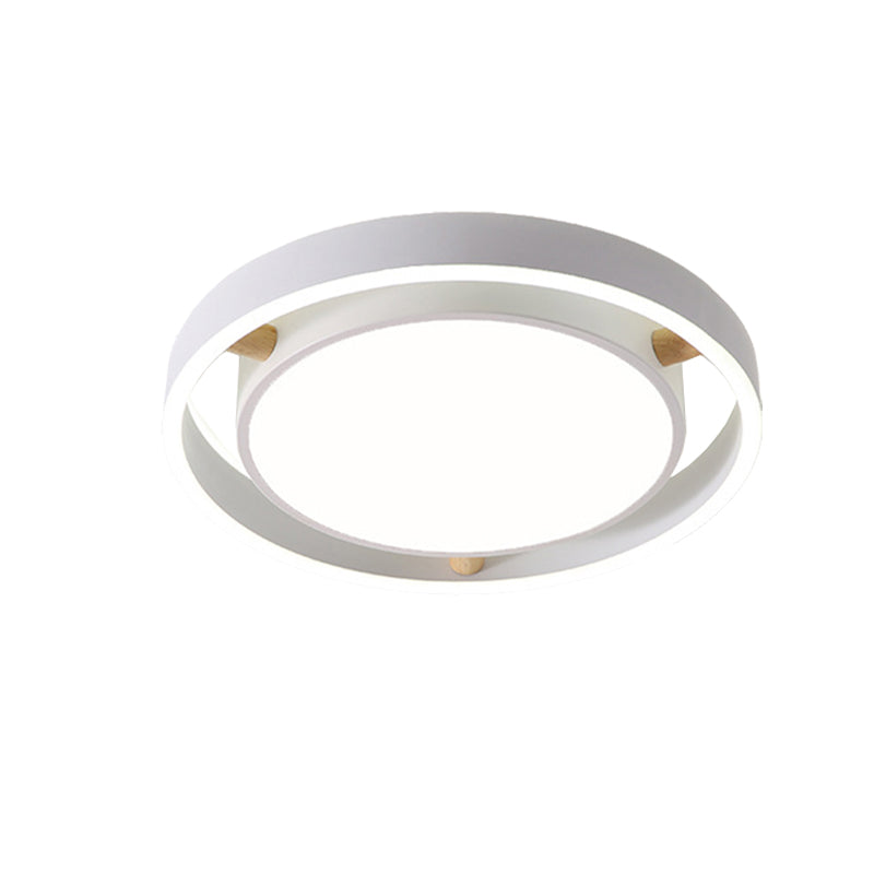 Red Nordic Style Flush Mount Light - Acrylic Metal Ceiling Lamp for Kindergarten