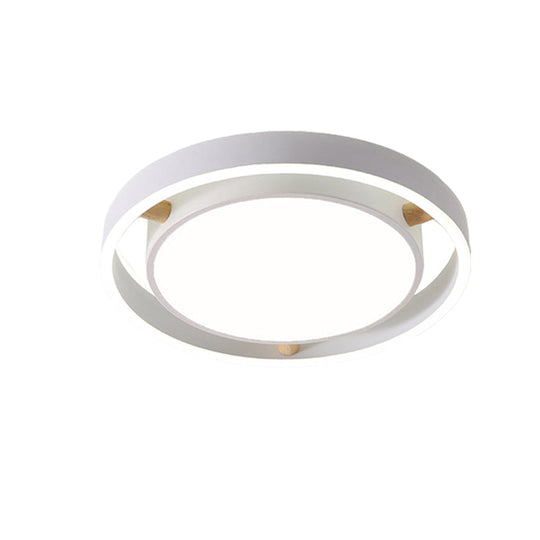 Red Nordic Style Flush Mount Light - Acrylic Metal Ceiling Lamp for Kindergarten