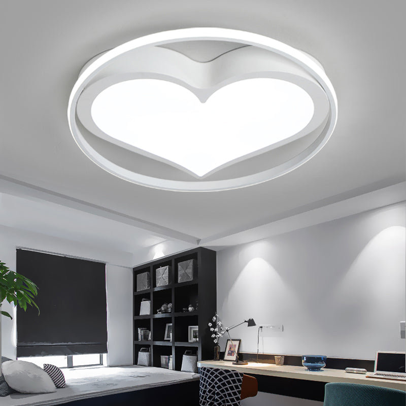 Contemporary Heart-Shaped Ceiling Lamp with Acrylic Metal Flush Light for Living Room