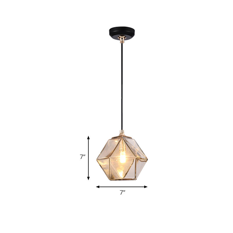 Suspension géométrique moderne en verre - 1 luminaire suspendu gris clair/ambre