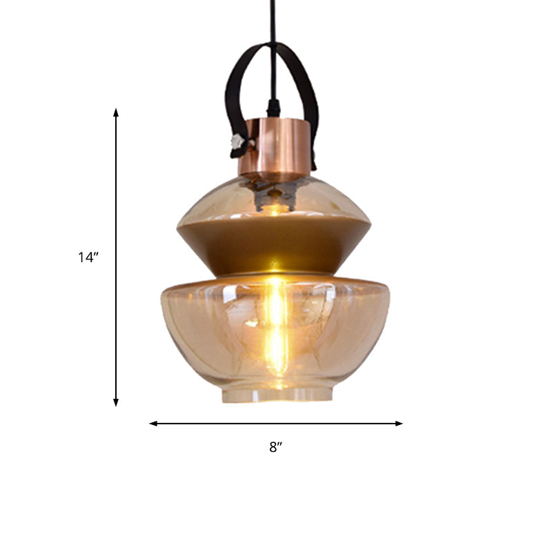 Modernist 1-Light Gourd/Cone Glass Pendant Lighting for Dining Room - Brown Hanging Ceiling Fixture