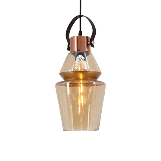 Modernist 1-Light Gourd/Cone Glass Pendant Lighting for Dining Room - Brown Hanging Ceiling Fixture