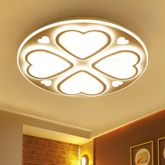 Modern Acrylic Heart Petal Ceiling Light - Stylish Flush Mount in White for Bathroom