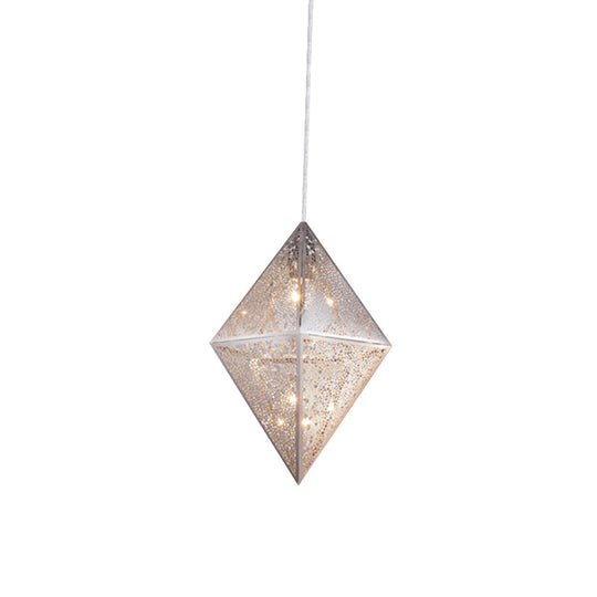 Modern Chrome Pendant Light with Diamond Metal Shade - 10"/14" Width