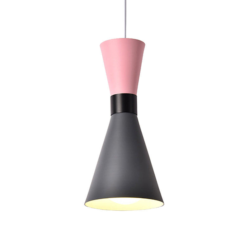 Contemporary Nordic Style Metal Ceiling Pendant Light - Hourglass Design - 1 Bulb - Grey/Red/Yellow - for Living Room
