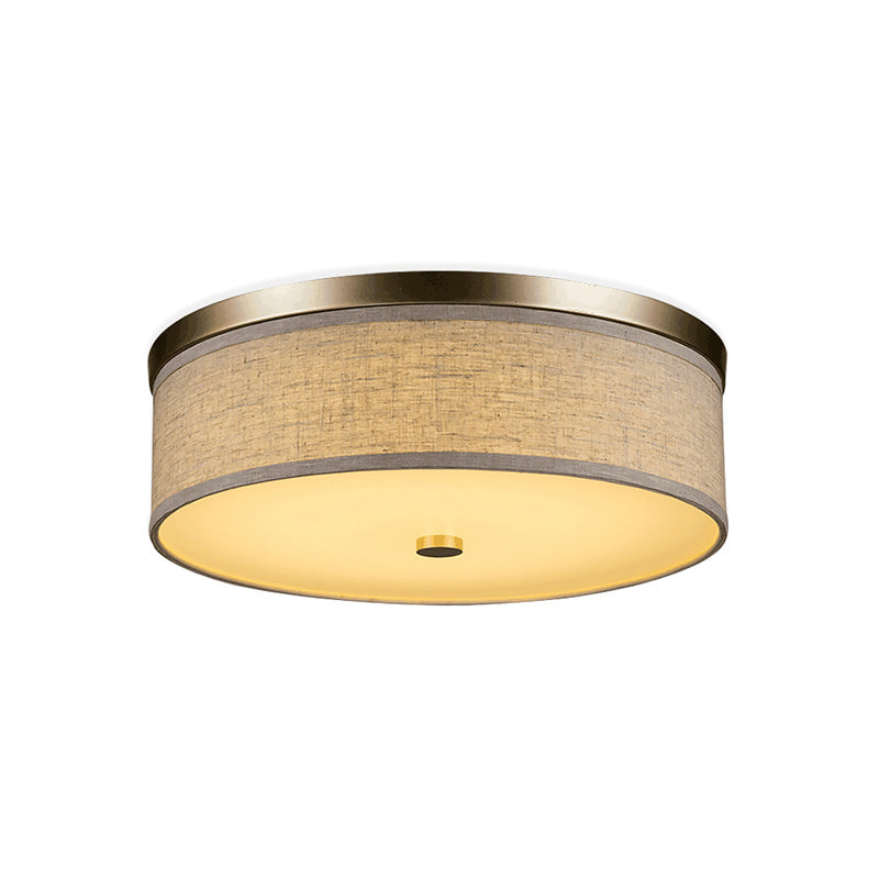 Contemporary Beige Fabric LED Flush Mount Lamp (16"/19.5"/23.5" Dia)