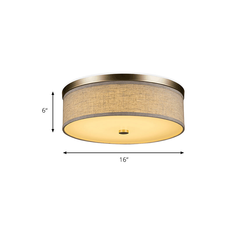 Contemporary Beige Fabric LED Flush Mount Lamp (16"/19.5"/23.5" Dia)