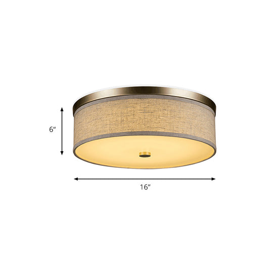 Contemporary Beige Fabric LED Flush Mount Lamp (16"/19.5"/23.5" Dia)