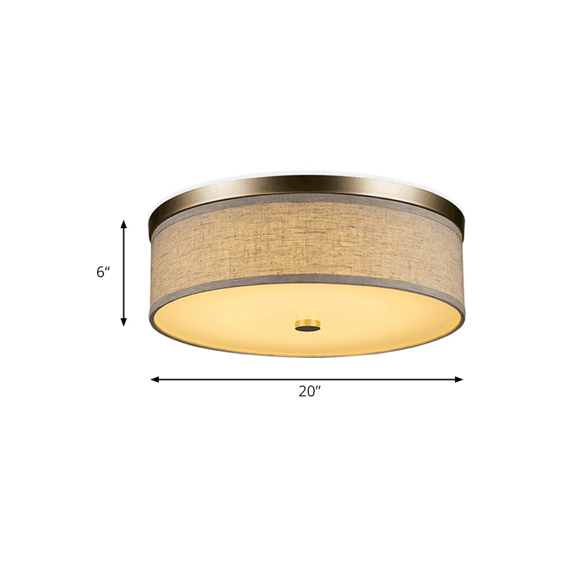 Contemporary Beige Fabric LED Flush Mount Lamp (16"/19.5"/23.5" Dia)