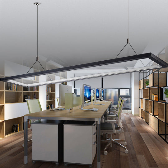 Ultra Slim Led Pendant Ceiling Light Kit In Silver/Black For Modern Office Black