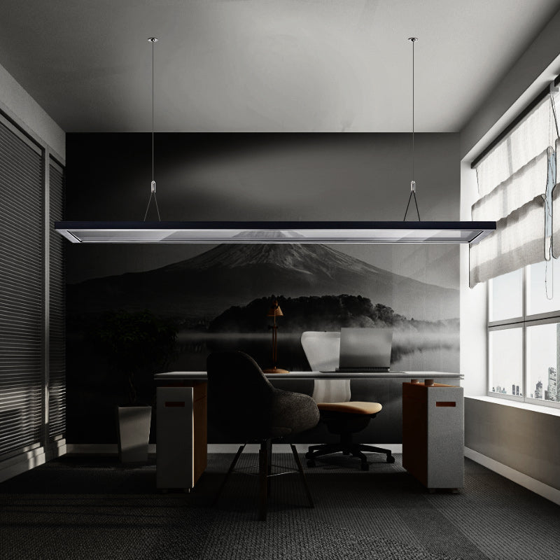 Ultra Slim Led Pendant Ceiling Light Kit In Silver/Black For Modern Office