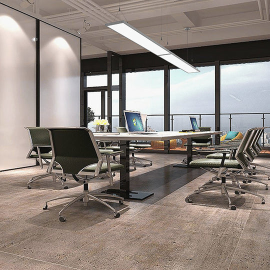 Ultra Slim Led Pendant Ceiling Light Kit In Silver/Black For Modern Office Silver