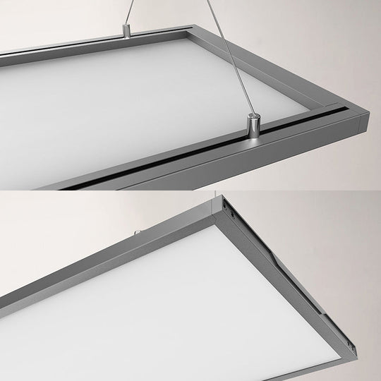 Ultra Slim Led Pendant Ceiling Light Kit In Silver/Black For Modern Office