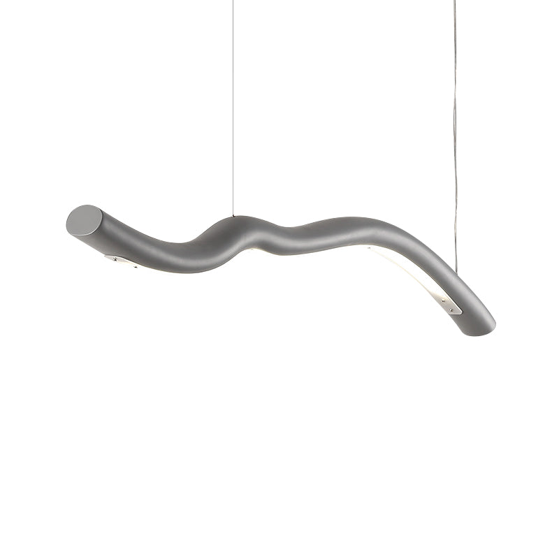 Minimalist Linear Pendant Light with Integrated LED in Gray/White for Dining Room