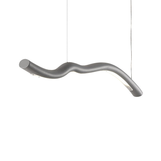 Minimalist Linear Pendant Light with Integrated LED in Gray/White for Dining Room