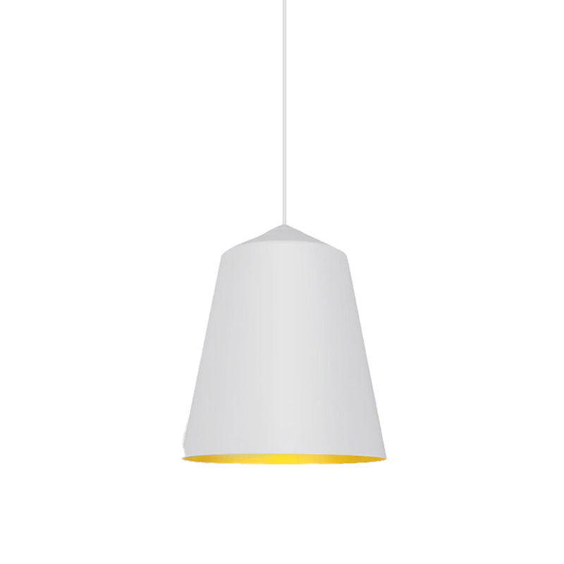 Modern Metal Bell Pendant Light - 6"/13" Wide, 1 Light, Black/White, Hanging Ceiling Lighting