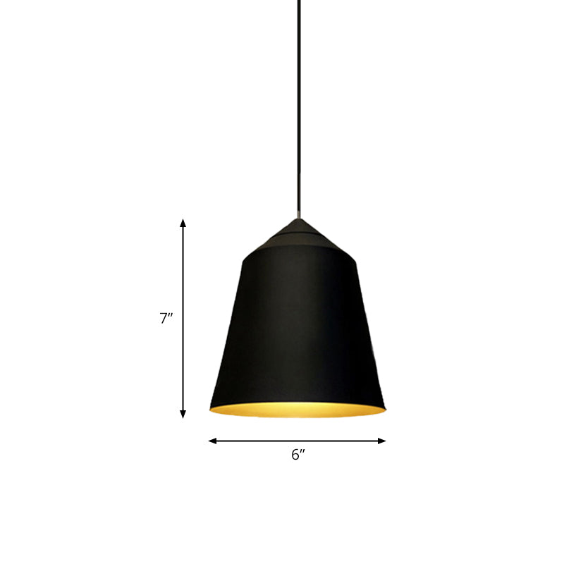 Modern Metal Bell Pendant Light - 6"/13" Wide, 1 Light, Black/White, Hanging Ceiling Lighting