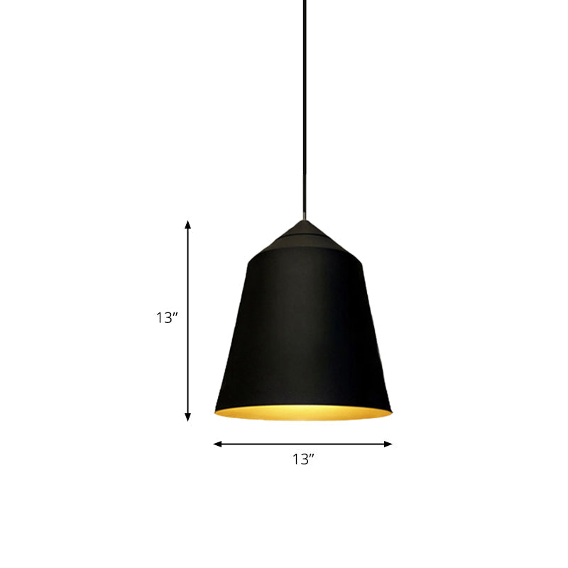 Modern Metal Bell Pendant Light - 6"/13" Wide, 1 Light, Black/White, Hanging Ceiling Lighting