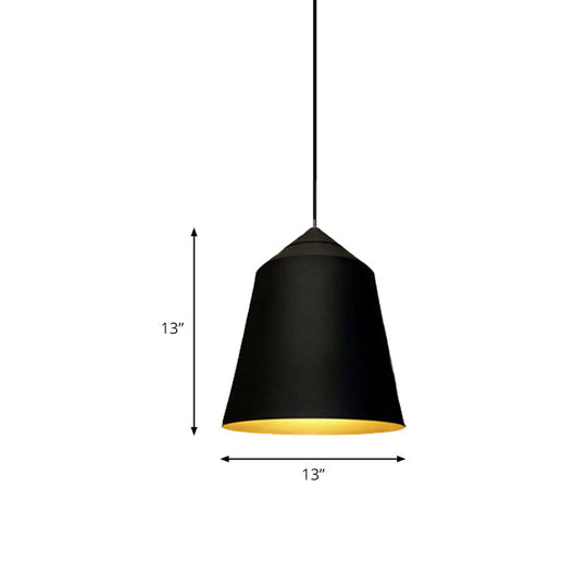 Modern Metal Bell Pendant Light - 6"/13" Wide, 1 Light, Black/White, Hanging Ceiling Lighting