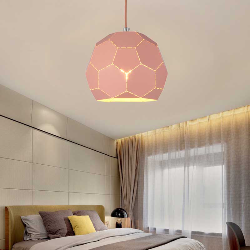 Nordic Geometric Hanging Light Fixture In Multiple Vibrant Colors Pink