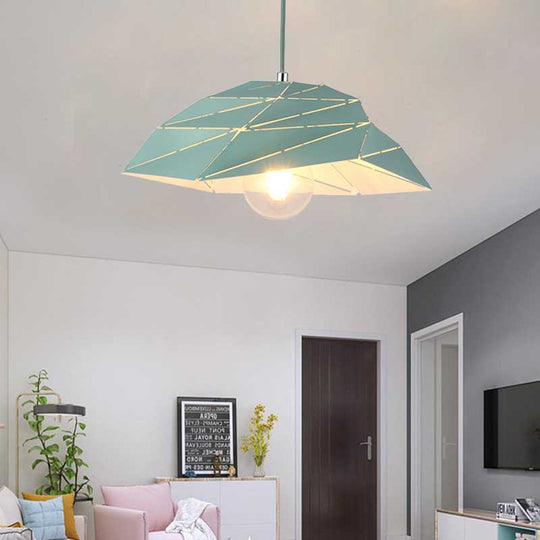 Contemporary Metal Shade Ceiling Pendant Light In Pink/Yellow/Green - Asymmetrical Hanging Lamp Kit