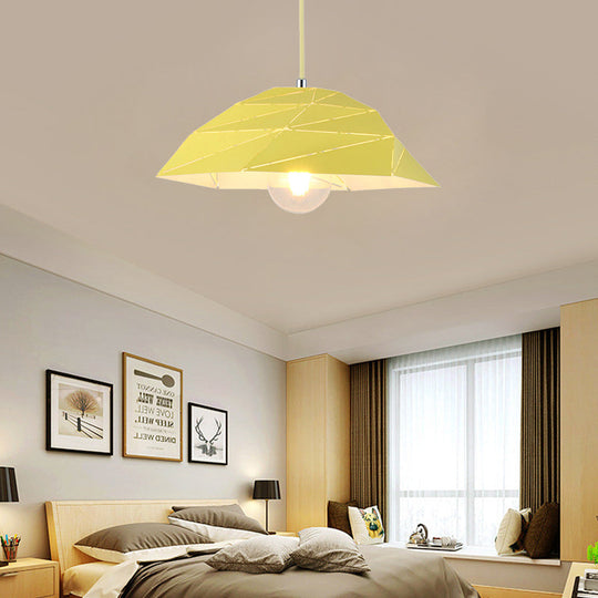 Contemporary Metal Shade Ceiling Pendant Light In Pink/Yellow/Green - Asymmetrical Hanging Lamp Kit