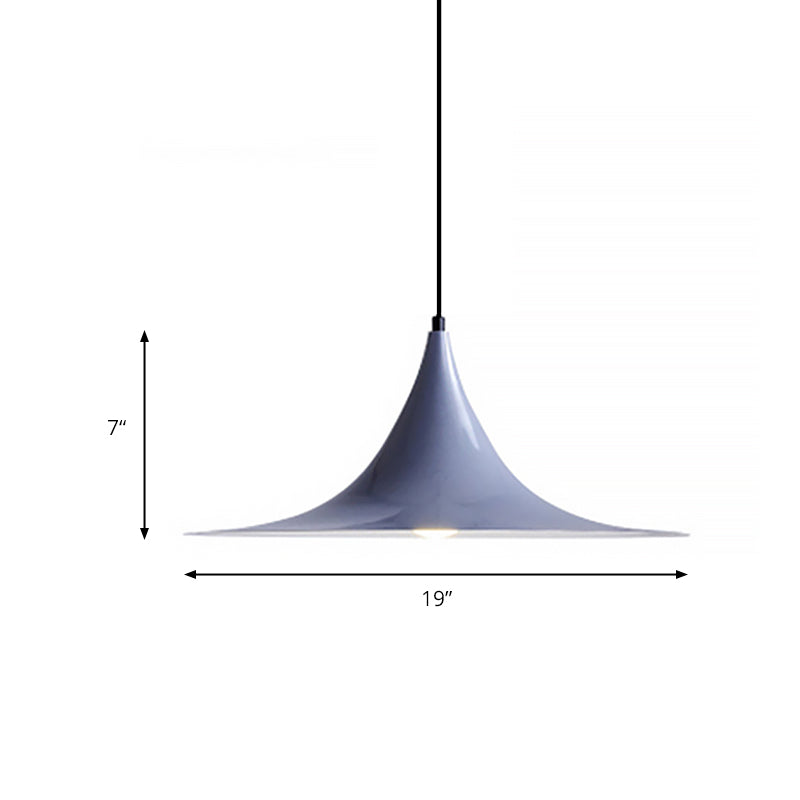 Suspension trompette 16"/19"W Simplicity Metal 1 lumière noire/grise/blanche