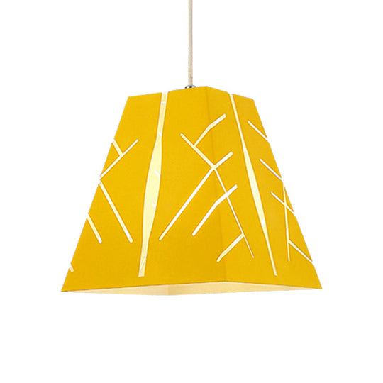 Modern Metal Pendant Ceiling Light - Pink/Yellow/Blue Tapered Hanging Lighting 1-Light