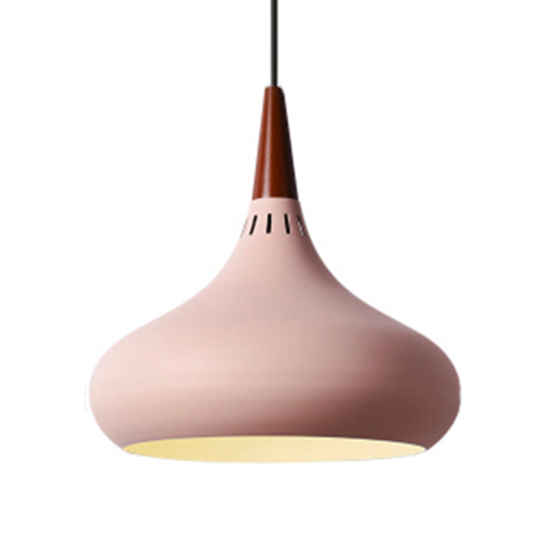 Nordic Teardrop Pendant Lighting - 8"/11"/12"W - Metal - 1 Light - Black/White/Pink