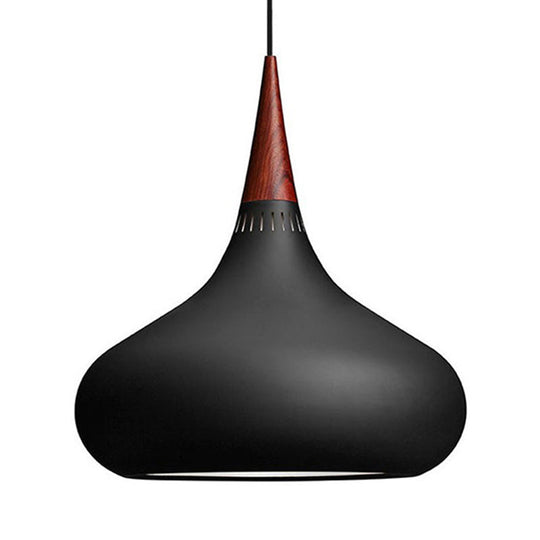 Nordic Teardrop Pendant Lighting - 8"/11"/12"W - Metal - 1 Light - Black/White/Pink