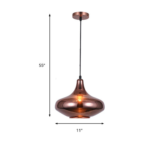 Copper Pendant Light Fixture With Gourd/Bell/Urn Mirror Glass Shade - Modern And Elegant Lighting
