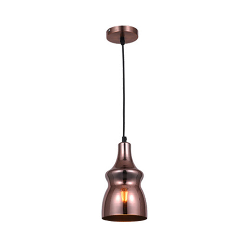 Copper Pendant Light Fixture With Gourd/Bell/Urn Mirror Glass Shade - Modern And Elegant Lighting