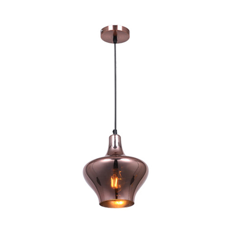 Copper Modern Ceiling Pendant Light with Mirror Glass Shade - Perfect for Dining Room