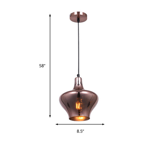 Copper Pendant Light Fixture With Gourd/Bell/Urn Mirror Glass Shade - Modern And Elegant Lighting