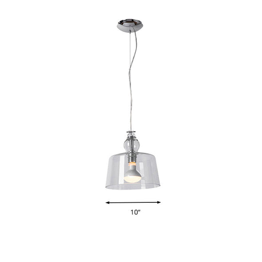 Contemporary 1-Light Pendant with Clear Glass Shade - Sleek Chrome Trifle Bowl Hanging Lamp