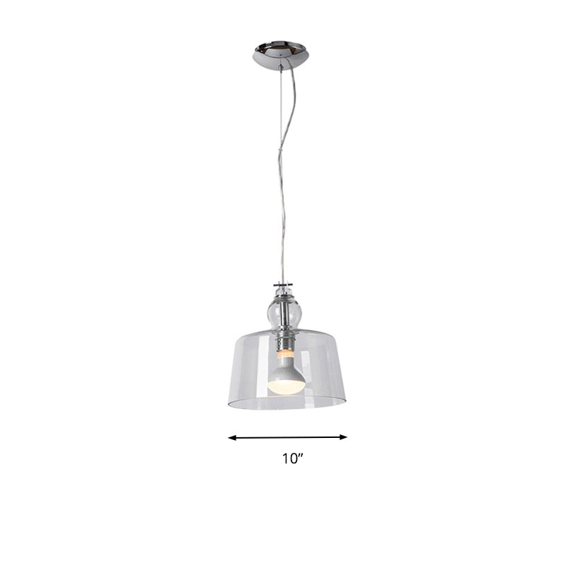 Contemporary Chrome Pendant Light With Clear Glass Shade - Modern Hanging Lamp Fixture