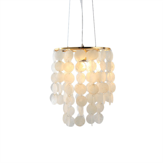 Modern Shell LED Pendant Ceiling Light for Bedroom - White Wind Chime Hanging Lighting