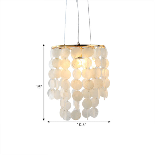 Modern Shell LED Pendant Ceiling Light for Bedroom - White Wind Chime Hanging Lighting