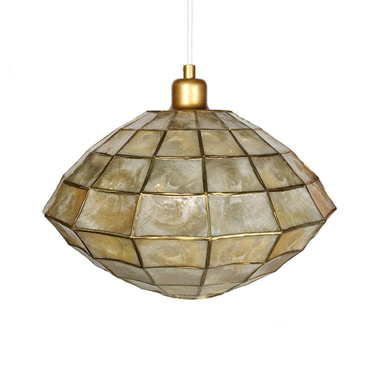 Modern Gold Oval/Globe Ceiling Pendant Light - Stylish Shell Hanging Lamp for Living Room