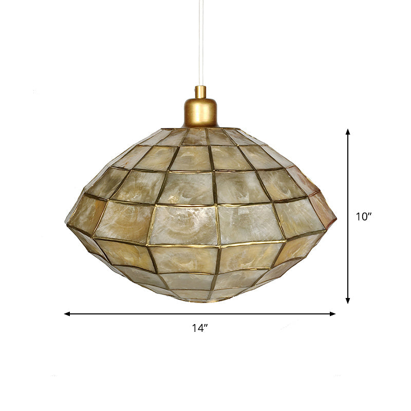 Modern Gold Oval/Globe Pendant Light For Living Room- 1 Shell Hanging Lamp Kit