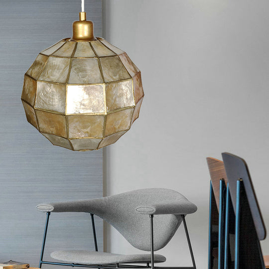Modern Gold Oval/Globe Ceiling Pendant Light - Stylish Shell Hanging Lamp for Living Room